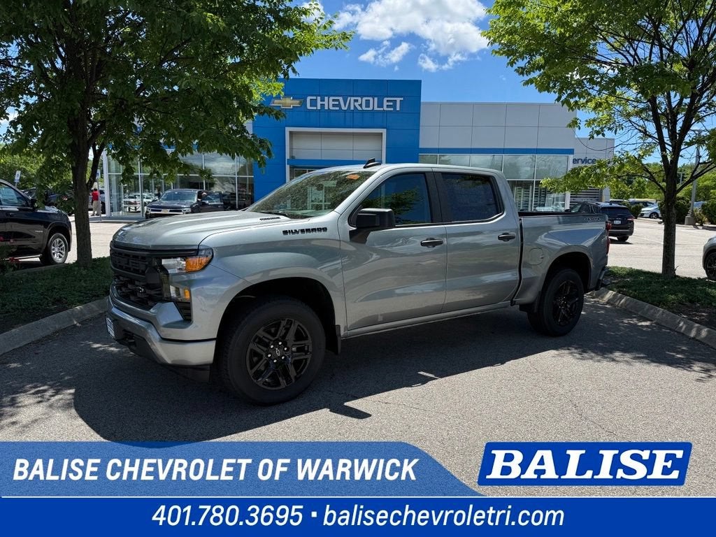 2026 Chevrolet Silverado 1500 Custom in Sterling Gray Metallic — front three-quarter view