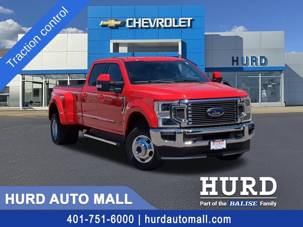 2022 Ford F-350 LARIAT in Red — front three-quarter view