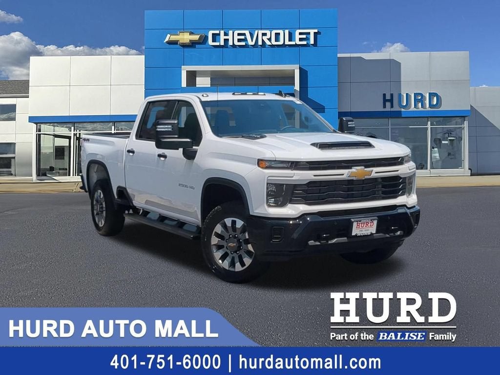 2026 Chevrolet Silverado 2500 HD Custom in Summit White — front three-quarter view