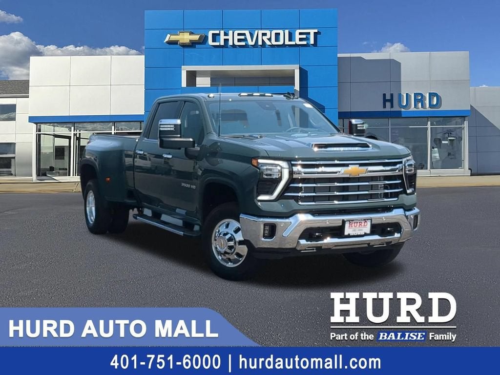 2026 Chevrolet Silverado 3500 HD LTZ DRW in Cypress Gray — front three-quarter view