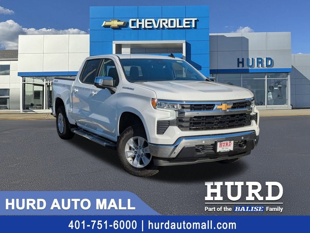 2025 Chevrolet Silverado 1500 LT in Summit White — front three-quarter view