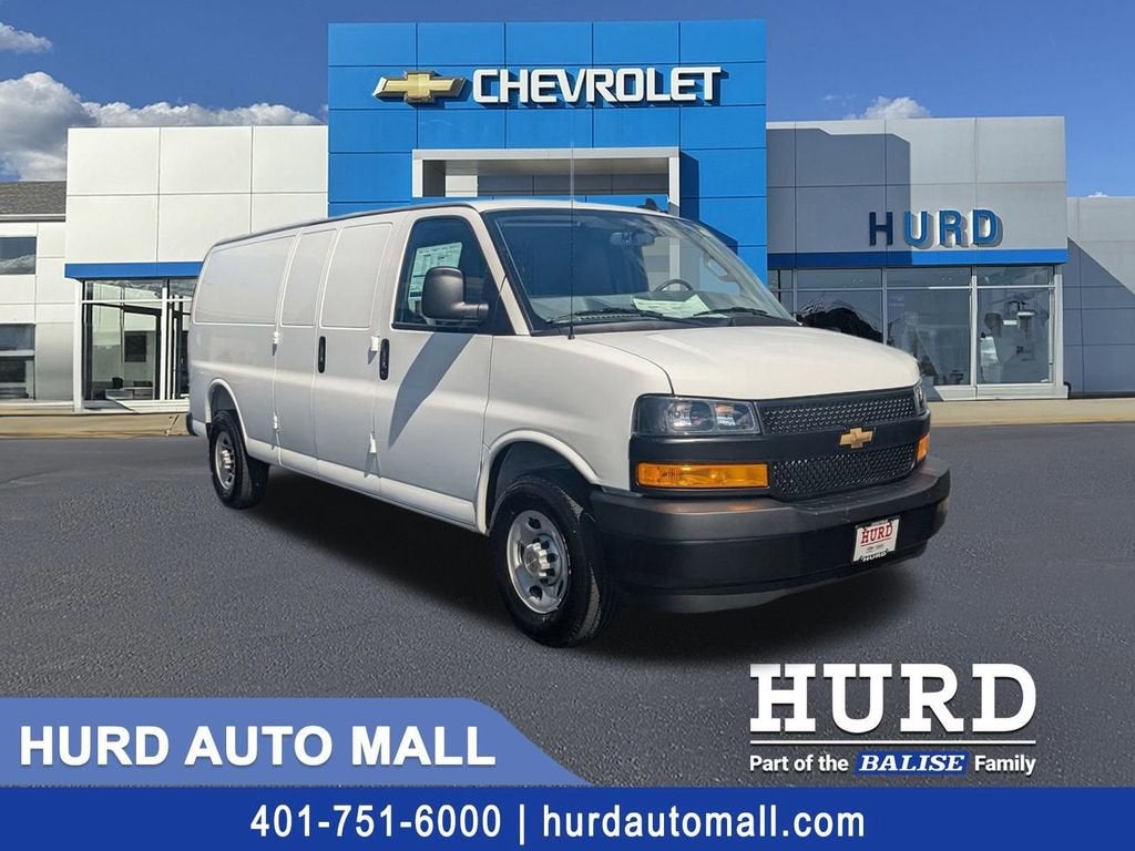 2025 Chevrolet Express Cargo WT in Summit White — front three-quarter view