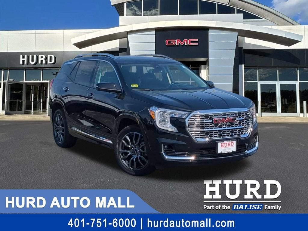 2024 GMC Terrain Denali in Ebony Twilight Metallic — front three-quarter view