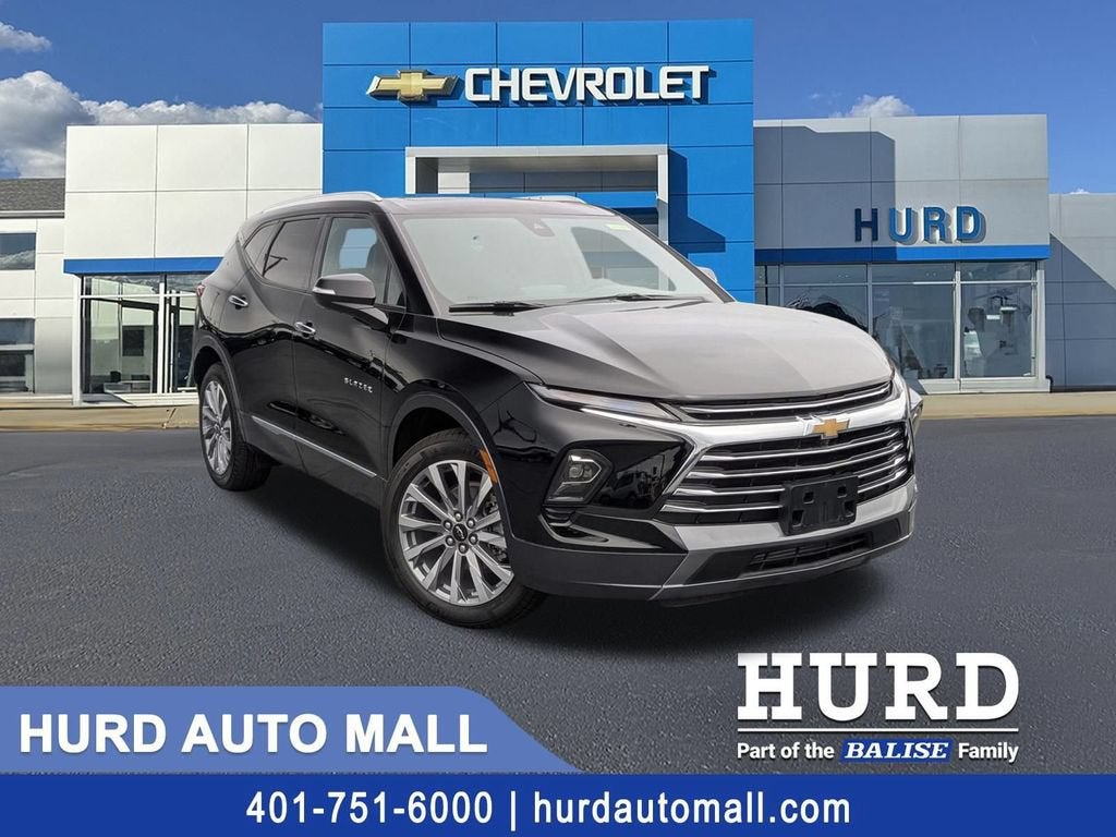 2025 Chevrolet Blazer Premier in Black — front three-quarter view