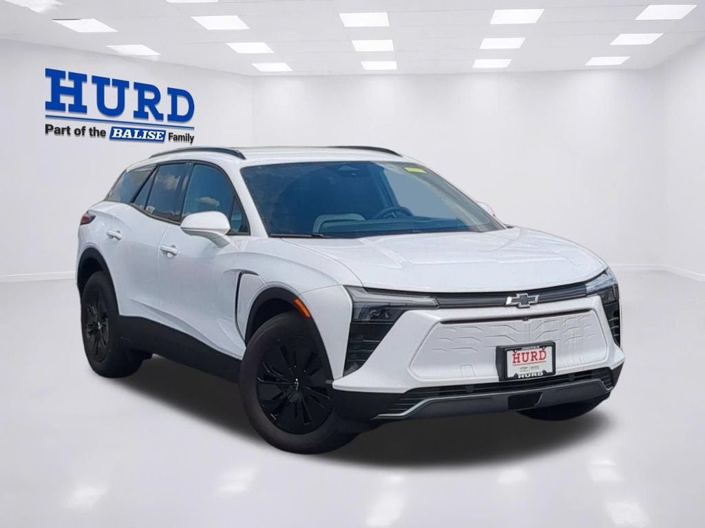2025 Chevrolet Blazer EV LT in Summit White — front three-quarter view