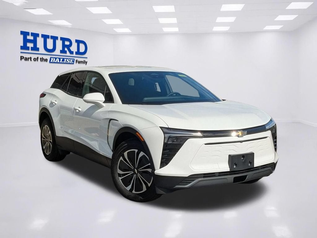 2025 Chevrolet Blazer EV LT in Summit White — front three-quarter view